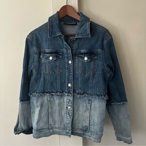 GABRIELLE UNION Deconstructed 2-tone Oversized Denim Jacket Womens sz Small